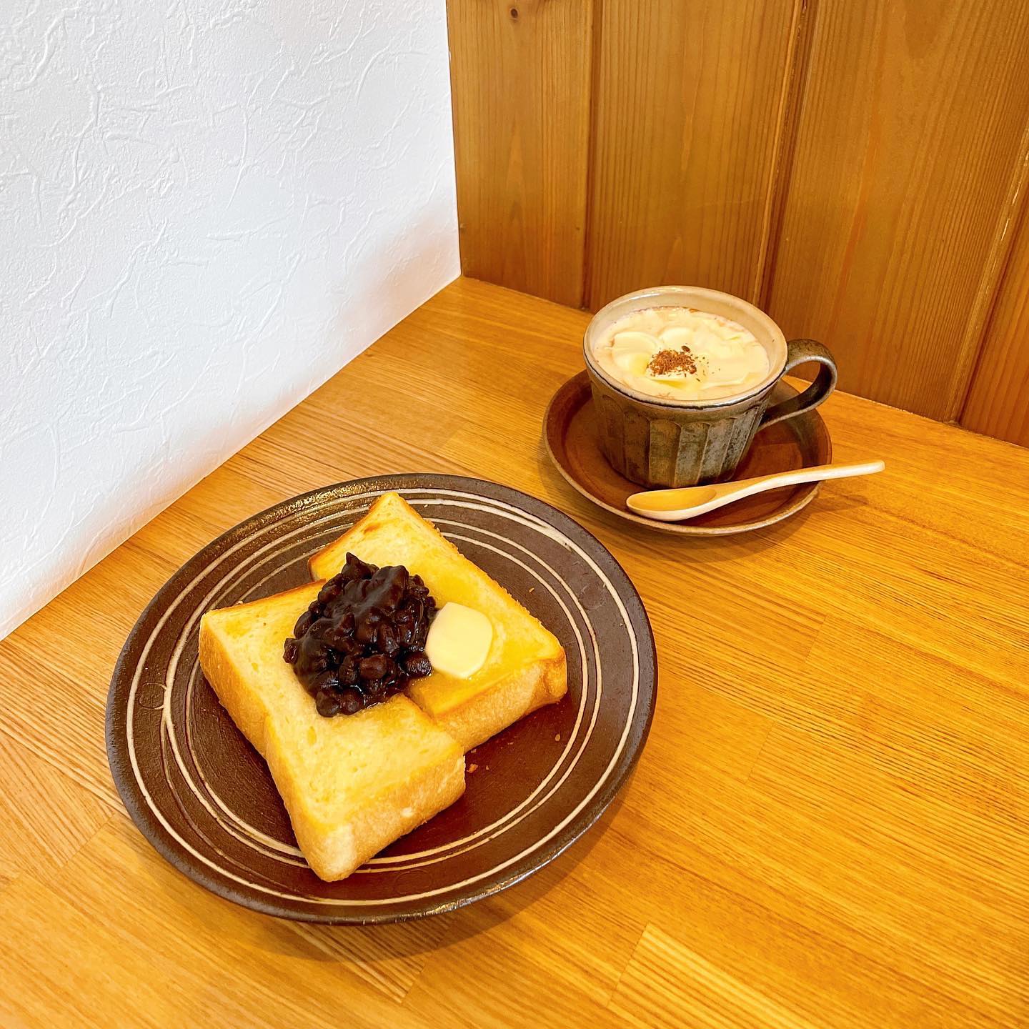 【弘前市・cafe DemiDemi】自家製あんこのあんバタートーストとホットココア